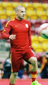 Wesley Sneijder during pre-match training at Galatasaray
