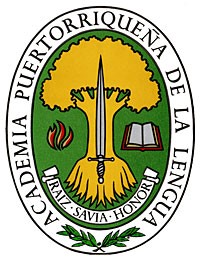 Logo-Seal of the Academia Puertorriqueña de la Lengua Española, Spanish for "Puerto Rican Academy of the Spanish Language".jpg