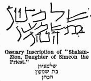 Ossuary inscription shalam zion