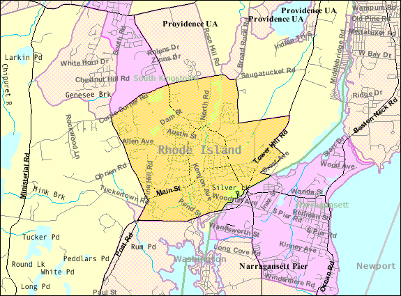 Image: Detailed map of Wakefield-Peacedale, Rhode Island