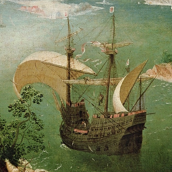 Medieval carrack - detail by Pieter Bruegel the Elder