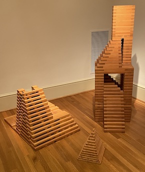 Three sculptures by Jackie Ferrara, 1974, 1977, 1978, at Phillips Coll. 2022