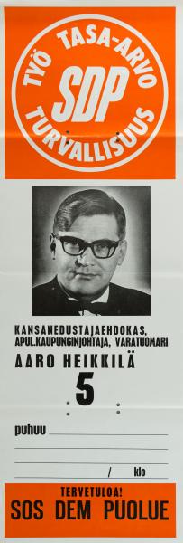 Aaro Heikkilä vaalimainos 1970