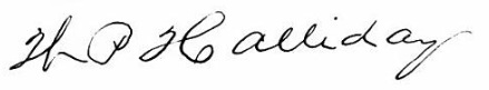 Signature W P Halliday 1874