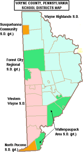 Map of Wayne County Pennsylvania School Districts