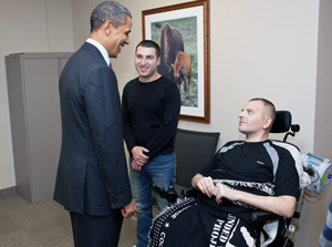 President Barack Obama visits LTC Alex Tugushi (March 2 2012)
