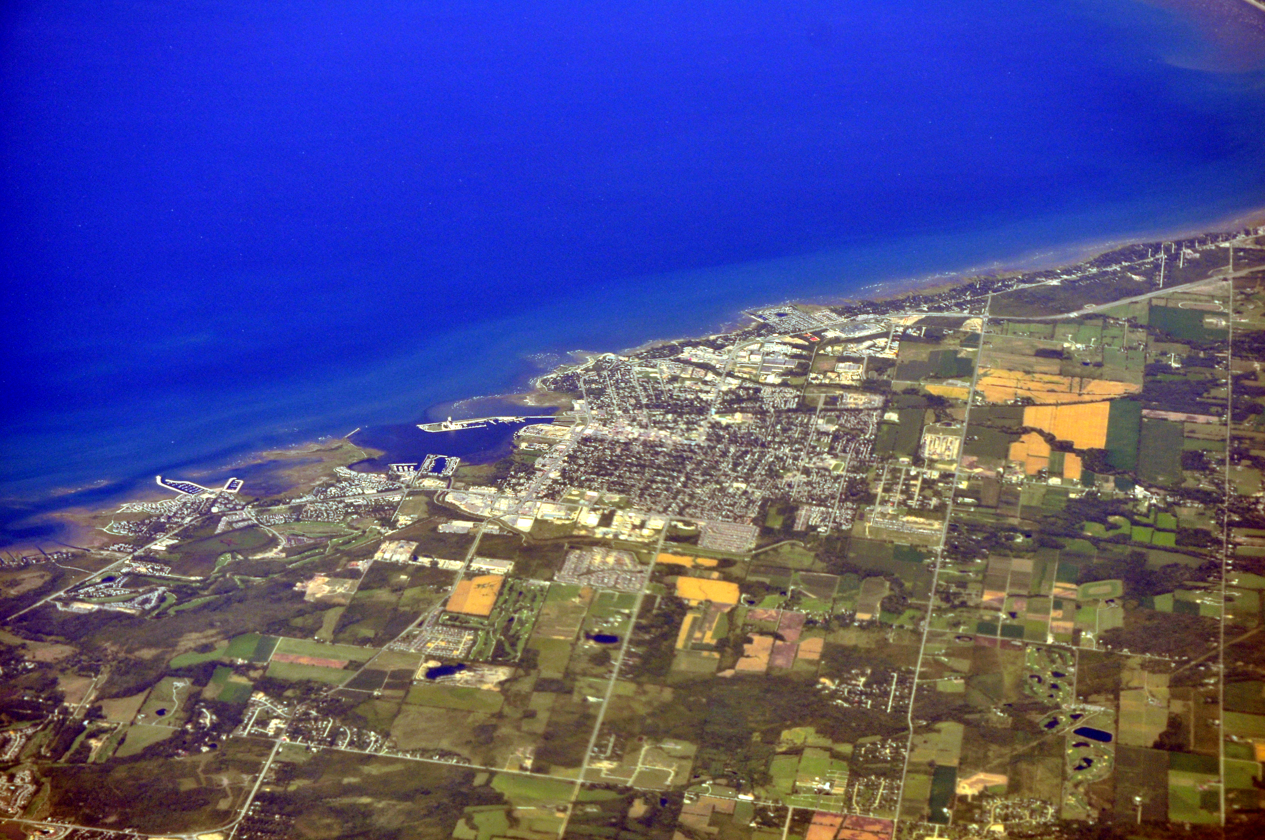 Image: Aerial - Collingwood, Ontario from WSW 01 - white balanced (9655790603)