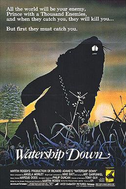 A sunset depicting Bigwig in a snare, with the title in fancy font and the credits below.