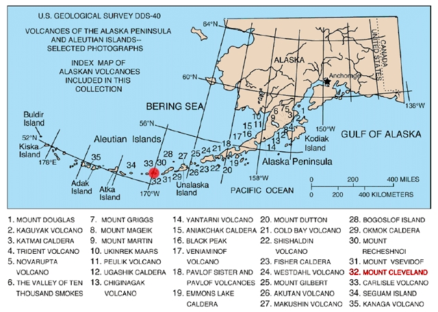 Map of alaska volcanoes cleveland