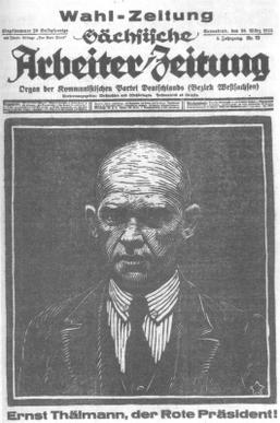 Ernst Thälmann on the front page of the Sächsischen Arbeiterzeitung (1925)