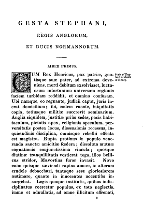 Gesta Stephani regis Anglorum, et ducis Normannorum page 1