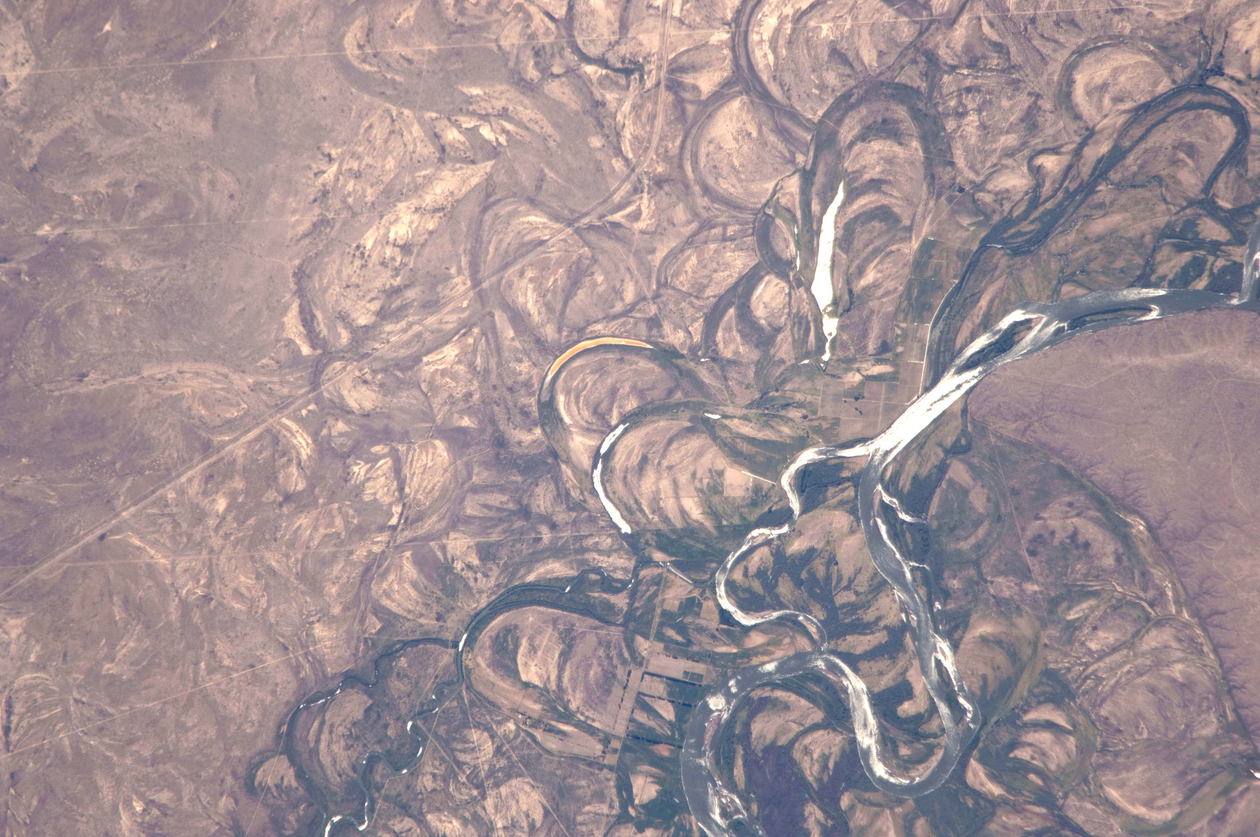 Meanders: You can see dramatic meander scars and oxbow lakes in the Rio Negro flood plain from space.