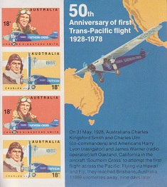 1978 stamp sheet 50th anniverary of the first Trans-Pacific flight in 1928