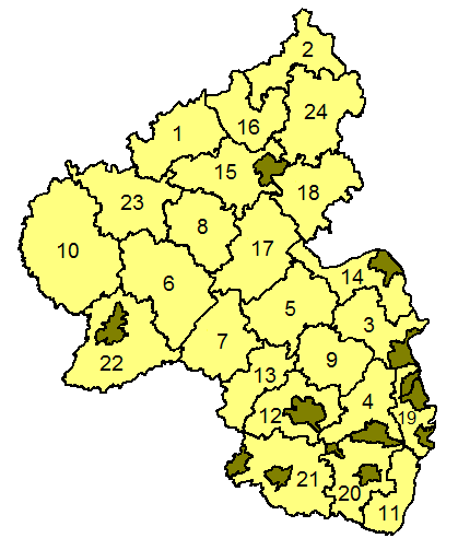 Karte der Landkreise in Rheinland-Pfalz
