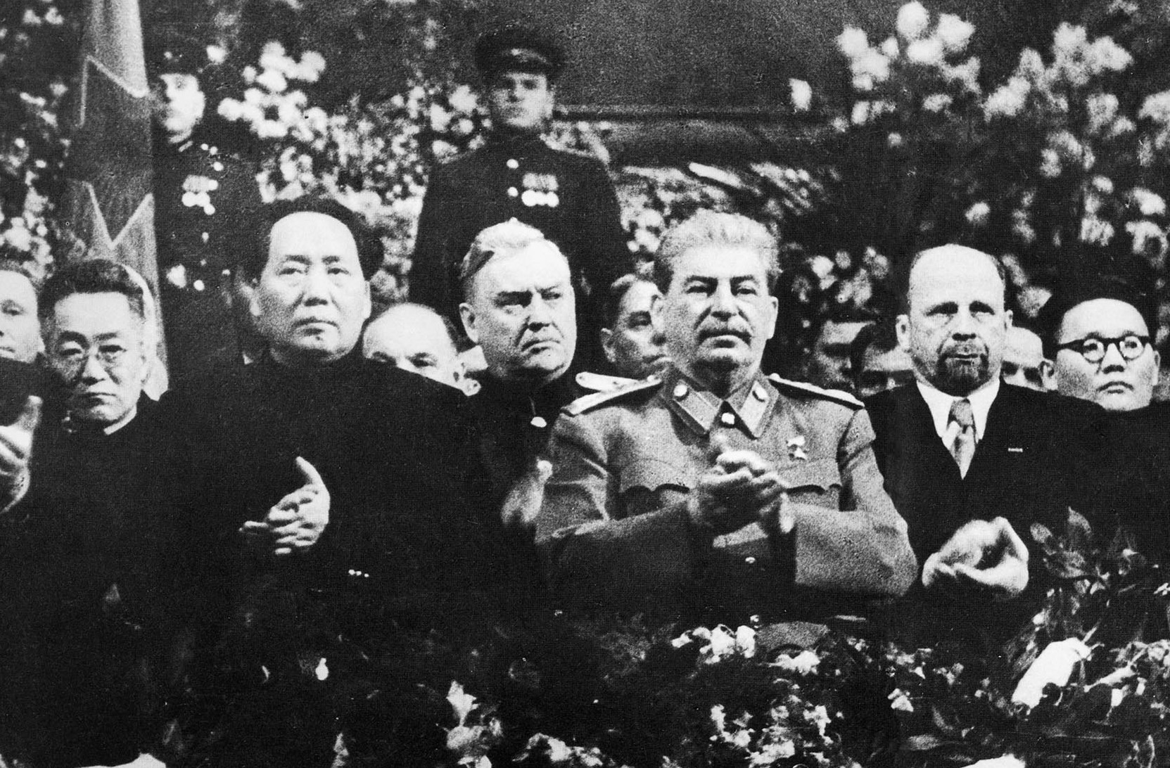 Mao, Bułganin, Stalin, Ulbricht Tsedenbal