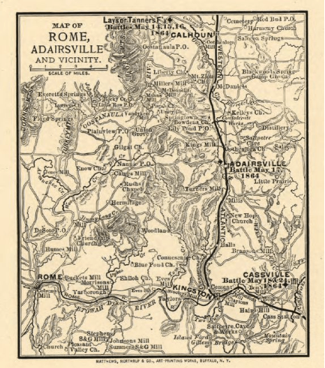 Map of Rome and Adairsville 1864