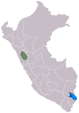 Map showing the extent of the Recuay culture