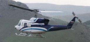 Raisi's helicopter leaving Khudafarin (smaller cropped)