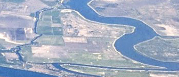 An aerial photo of an island.