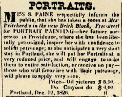 Susanna Paine, Portrait ad, Portland, December 12, 1826