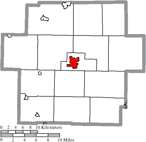 Map of Carroll County Ohio Highlighting Carrollton Village