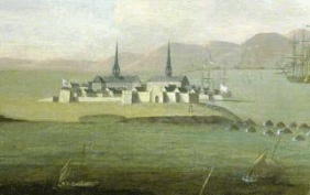 Fortress Louisbourg, Siege of Louisbourg 1745 (inset) by Peter Monamy