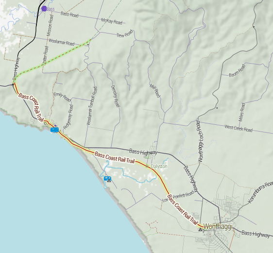 Map of Bass Coast Rail Trail Stevage