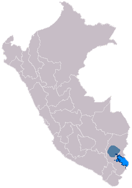 Map showing the extent of the Pucará