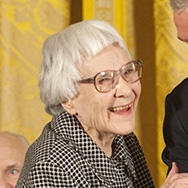 Harper Lee about to receive the Presidential Medal of Freedom at the White House on November 5, 2007.