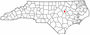 Location of Wilson in Wilson County, North Carolina