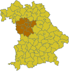 Map of Bavaria highlighting the  Regierungsbezirk of Middle Franconia
