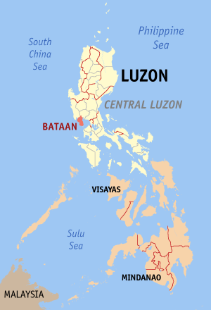 Map of the Philippines with Bataan highlighted