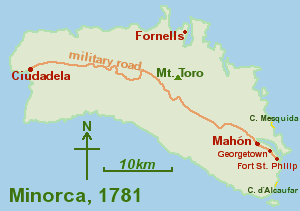 Key features of Menorca, 1781