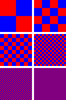 Dithering example red blue
