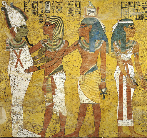 Tutankhamun embraces Osiris