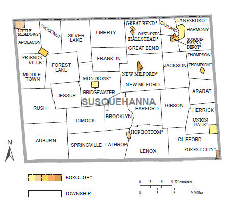Susquehanna County, Pennsylvania, Municipalities
