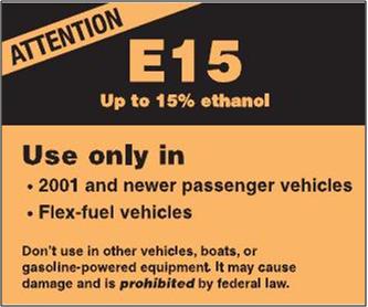 EPA E15 warning label