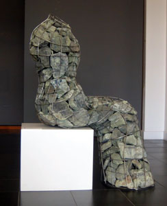 'The Portrait', stainless steel and marble sculpture by Frances Bagley, 1997, El Paso Museum of Art.JPG