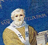 Mosaic of Felix IV (III) in Santi Cosma e Damiano, Rome, Italy (527–530) (cropped)
