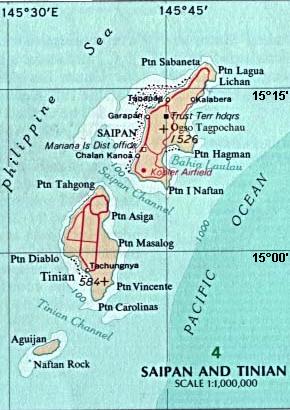 Map Saipan Tinian islands closer