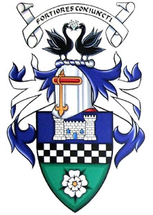 Arms of Mark Paul Lindley-Highfield of Ballumbie Castle, Lord of Wilmington