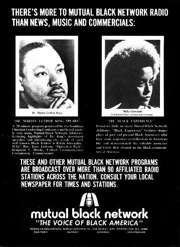 Mutual Black Network 1974 commercial poster