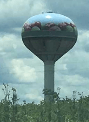 Mount Jackson water tower - picture of basket and apples