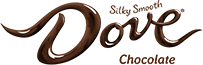 The words "Dove chocolate" and "Silky Smooth" written in a glossy brown, melted chocolate font