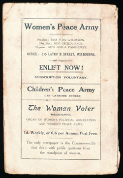 Women Peace Army advert Melbourne