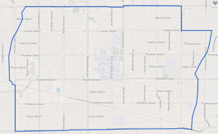 Image Map of Northridge neighborhood, Los Angeles, California