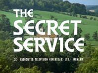 The title "The Secret Service", rendered in a bold, white, serif font, is superimposed above an image of a church set against a rural background of tree-lined hills bathed in bright sunlight.