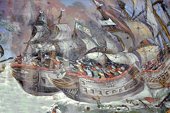 Naval confrontation at Lepanto