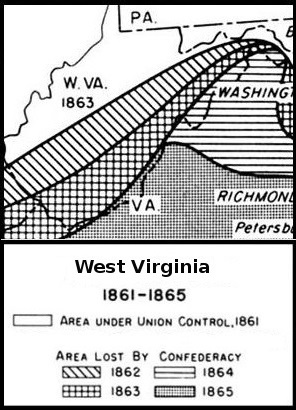 Union and Confederate territorial losses in West Virginia 1861-1865