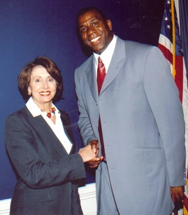 Magic Johnson and Nancy Pelosi